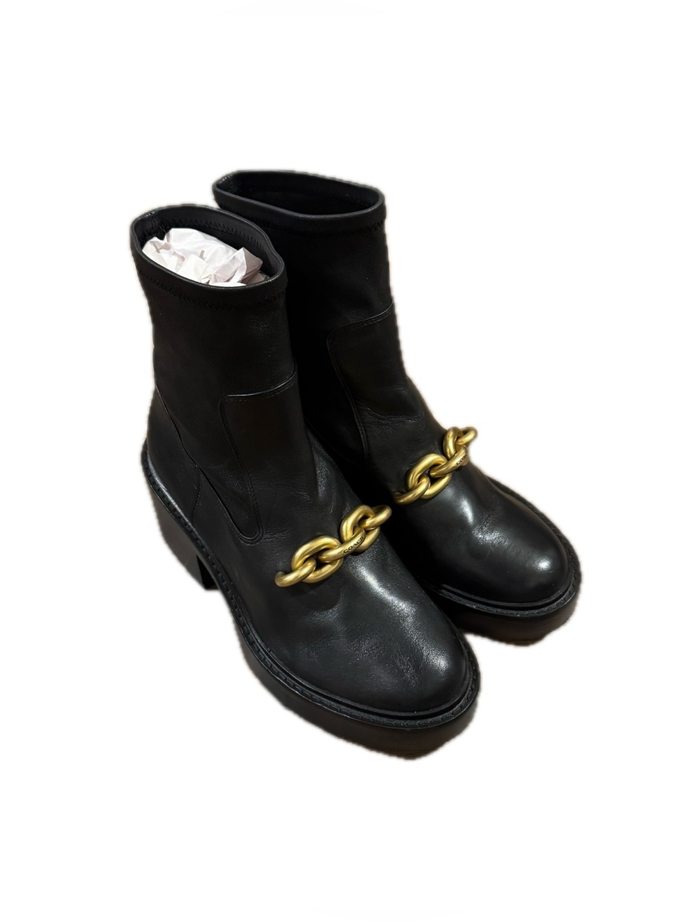 Coach Kenna Black Leather Ankle Boots Size 7.5 Women's